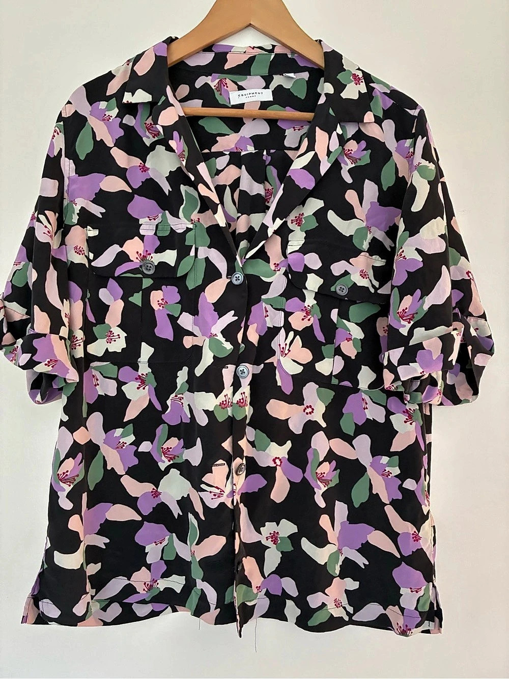Equipment Floral Silk Button Down Blouse Size Medium